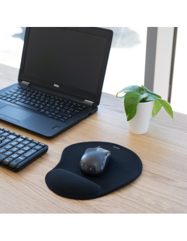 TooQ Alfombrilla para ratón ergonómica con reposamuñecas de gel, Negro