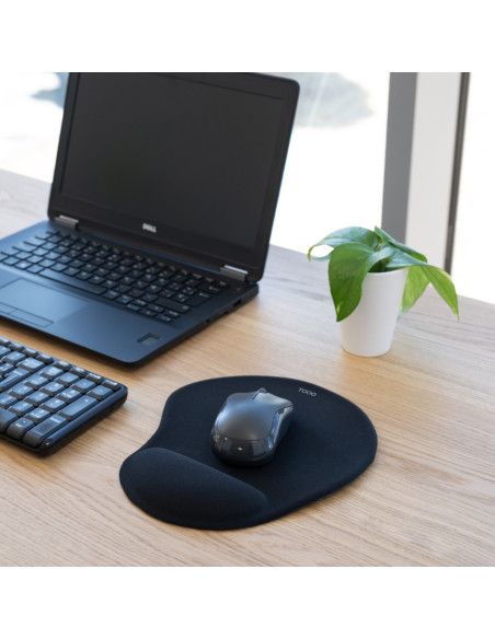 TooQ Alfombrilla para ratón ergonómica con reposamuñecas de gel, Negro