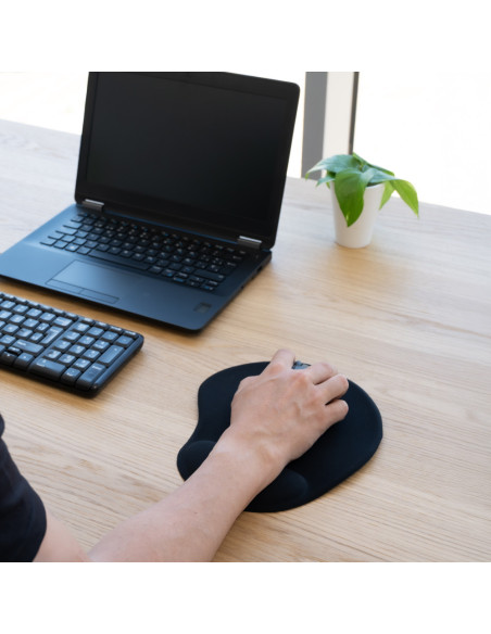 TooQ Alfombrilla para ratón ergonómica con reposamuñecas de gel, Negro