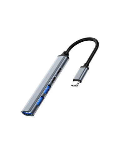 Ewent EW1149 hub de interfaz USB 3.2 Gen 1 (3.1 Gen 1) Type-C 5000 Mbit/s Gris, Plata