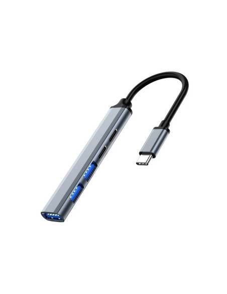 Ewent EW1149 hub de interfaz USB 3.2 Gen 1 (3.1 Gen 1) Type-C 5000 Mbit/s Gris, Plata