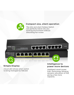 Zyxel GS1915-8EP Gestionado L2 Gigabit Ethernet (10/100/1000) Energía sobre Ethernet (PoE) Negro 2