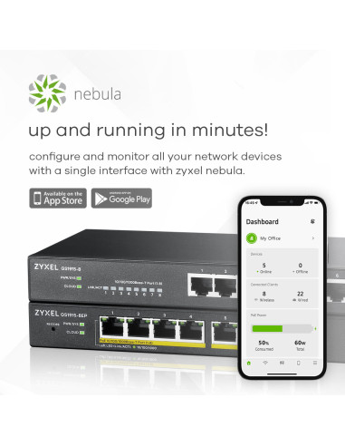 Zyxel GS1915-8EP Gestionado L2 Gigabit Ethernet (10/100/1000) Energía sobre Ethernet (PoE) Negro