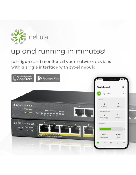 Zyxel GS1915-8EP Gestionado L2 Gigabit Ethernet (10/100/1000) Energía sobre Ethernet (PoE) Negro