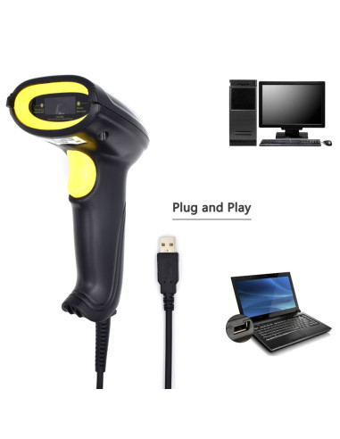 Ewent EW3400 lector de código de barras Lector de códigos de barras portátil 1D Laser Negro