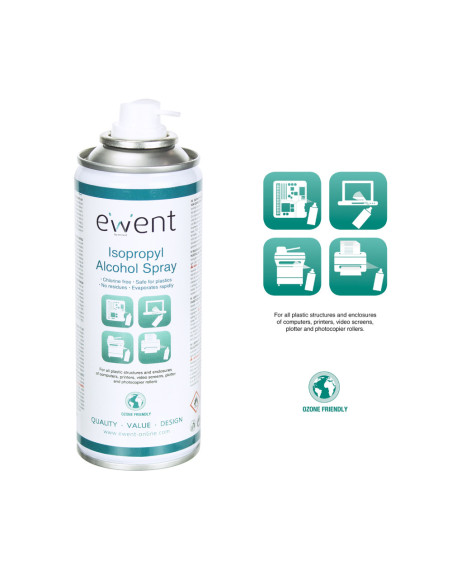 Ewent EW5613 kit de limpieza para computadora Impresora Espray para limpieza de equipos 200 ml