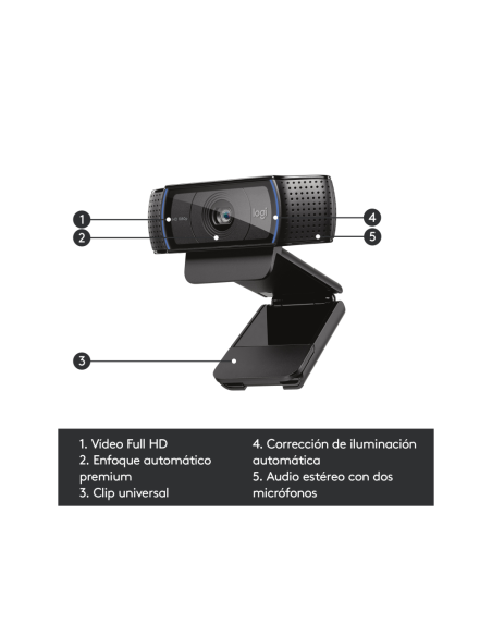 Logitech 960-001055 cámara web 3 MP 1920 x 1080 Pixeles USB Negro