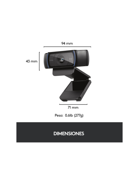 Logitech 960-001055 cámara web 3 MP 1920 x 1080 Pixeles USB Negro