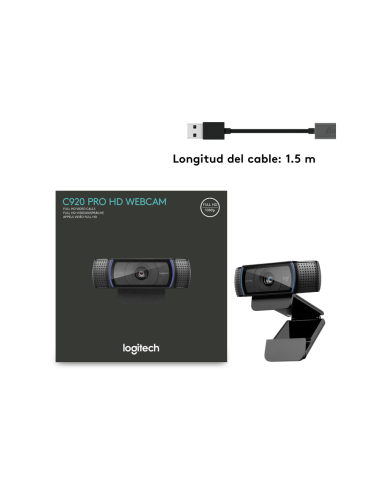 Logitech 960-001055 cámara web 3 MP 1920 x 1080 Pixeles USB Negro