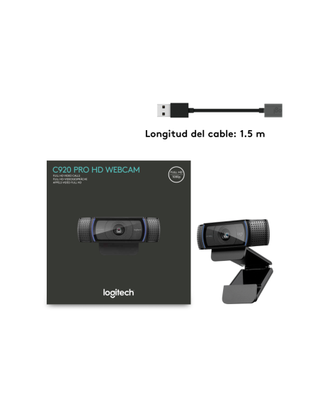 Logitech 960-001055 cámara web 3 MP 1920 x 1080 Pixeles USB Negro