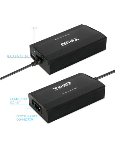 TooQ TQLC-100BS01M adaptador e inversor de corriente Auto/Interior Negro