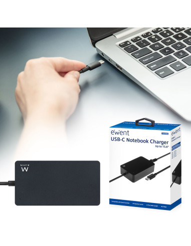 Ewent EW3980 adaptador e inversor de corriente Interior 65 W Negro