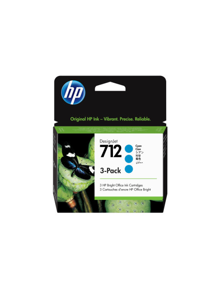 HP Paquete de 3 cartuchos de Tinta DesignJet 712 cian de 29 ml