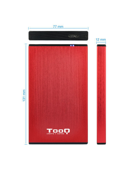 TooQ TQE-2527R caja para disco duro externo Caja de disco duro (HDD) Negro, Rojo 2.5"