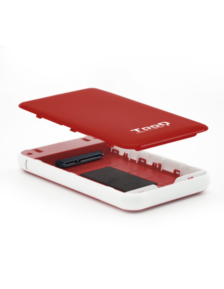 TooQ TQE-2528R caja para disco duro externo Caja externa para unidad de estado sólido (SSD) Rojo 2.5"