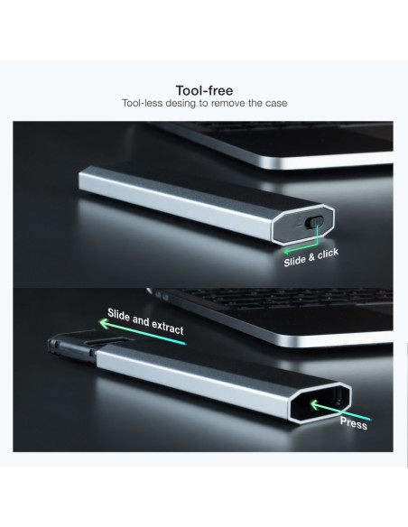 TooQ Shura Caja externa para unidad de estado sólido (SSD) Gris M.2