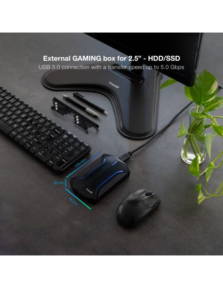 TooQ TQE-2599RGB caja para disco duro externo Carcasa de disco duro/SSD Negro 2.5"