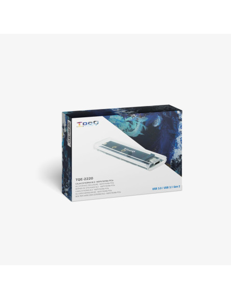 TooQ Caja Externa para SSD M.2 NGFF/NVMe, Transparente, RGB