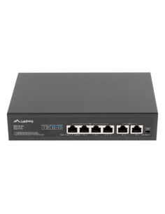 Lanberg RSFE-4P-2FE-60 switch No administrado Fast Ethernet (10/100) Energía sobre Ethernet (PoE) 1U Negro