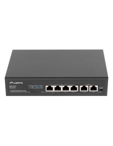 Lanberg RSFE-4P-2FE-60 switch No administrado Fast Ethernet (10/100) Energía sobre Ethernet (PoE) 1U Negro