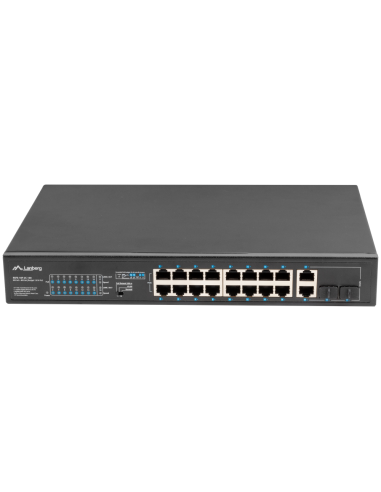 Lanberg RSFE-16P-2C-150 switch No administrado Gigabit Ethernet (10/100/1000) Energía sobre Ethernet (PoE) 1U Negro