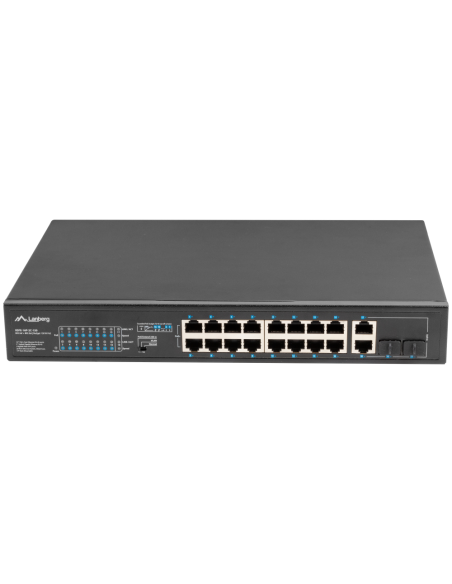 Lanberg RSFE-16P-2C-150 switch No administrado Gigabit Ethernet (10/100/1000) Energía sobre Ethernet (PoE) 1U Negro