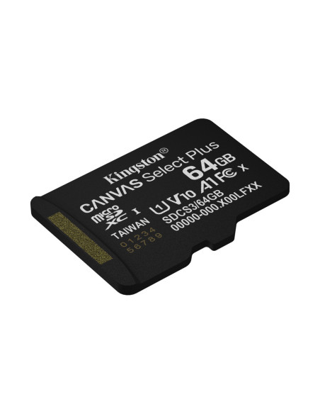 Kingston Technology 64GB microSDXC Canvas Select Plus Gen3 100MB/s A1 (Incluye adaptador de SD)