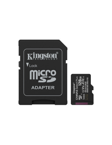 Kingston Technology 128GB microSDXC Canvas Select Plus Gen3 150MB/s A1 (Incluye adaptador de SD)