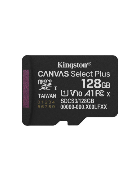 Kingston Technology 128GB microSDXC Canvas Select Plus Gen3 150MB/s A1 (Incluye adaptador de SD)
