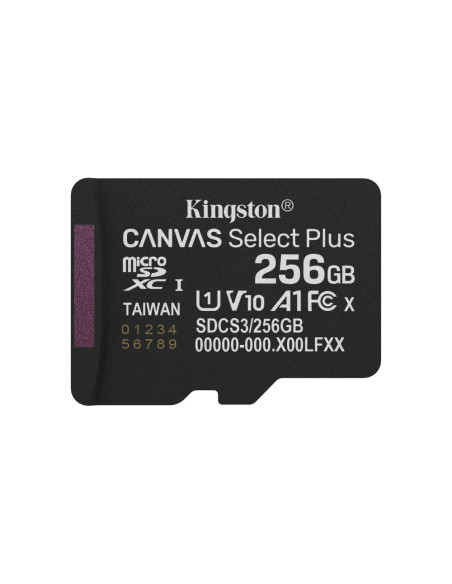 Kingston Technology 256GB microSDXC Canvas Select Plus Gen3 150MB/s A1 (Incluye adaptador de SD)