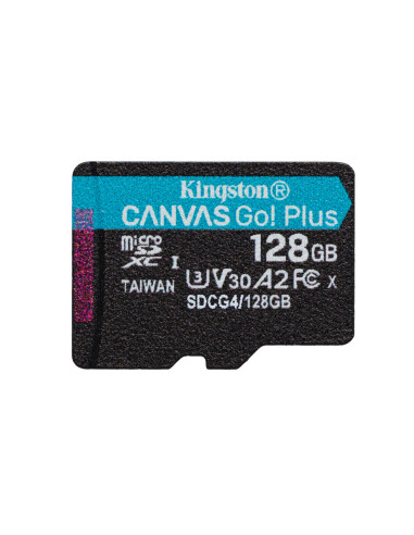 Kingston Technology Tarjeta microSDXC Canvas Go Plus Gen4 de 128 GB, 200 MB/s, A2 U3 V30 y adaptador