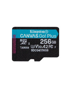 Kingston Technology Tarjeta microSDXC Canvas Go Plus Gen4 de 256 GB, 200 MB/s, A2 U3 V30 y adaptador 2