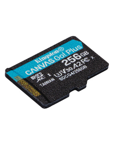 Kingston Technology Tarjeta microSDXC Canvas Go Plus Gen4 de 256 GB, 200 MB/s, A2 U3 V30 y adaptador