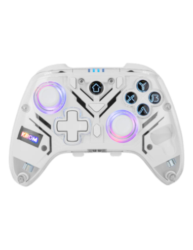 Krom NXKROMKRYSTAL mando y volante Transparente, Blanco Bluetooth/USB Gamepad Analógico/Digital Android, Nintendo Switch, Ninten