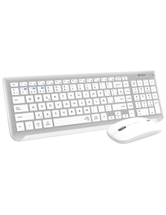 SUBBLIM Teclado con Ratón Bluetooth + 2.4G Combo Dual Prestige Extendido Plata/Blanco