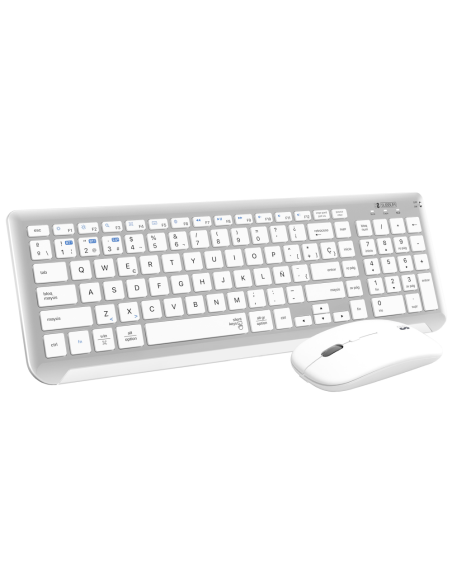SUBBLIM Teclado con Ratón Bluetooth + 2.4G Combo Dual Prestige Extendido Plata/Blanco