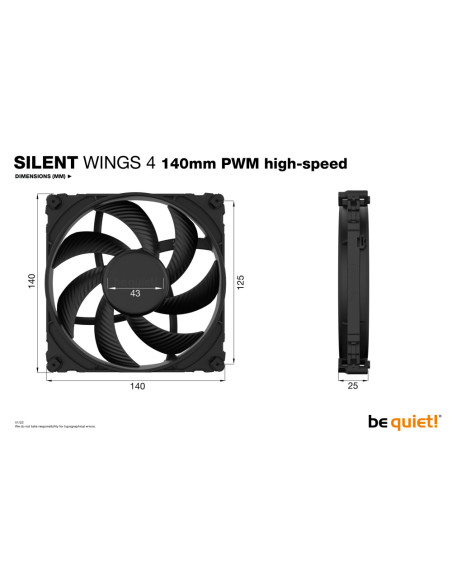 be quiet! SILENT WINGS 4 | 140mm PWM high-speed Carcasa del ordenador Ventilador 14 cm Negro 1 pieza(s)