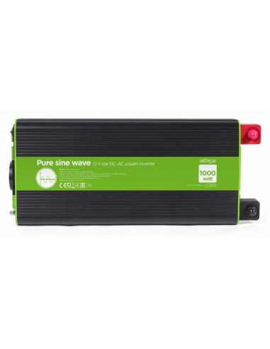 Gembird EG-PWC-PS1000-01 adaptador e inversor de corriente Auto 1000 W Negro, Verde