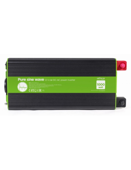 Gembird EG-PWC-PS1000-01 adaptador e inversor de corriente Auto 1000 W Negro, Verde