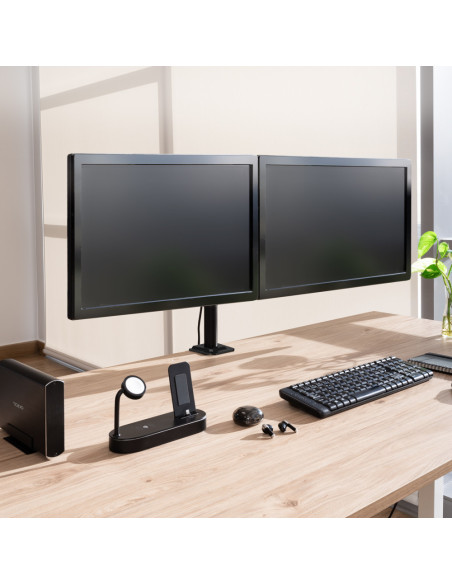 TooQ Soporte de Mesa para 2 Pantallas 17"-32", Color Negro
