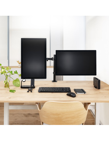 TooQ Soporte de Mesa para 2 Pantallas 17"-32", Color Negro