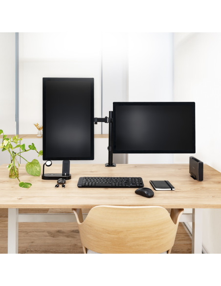 TooQ Soporte de Mesa para 2 Pantallas 17"-32", Color Negro
