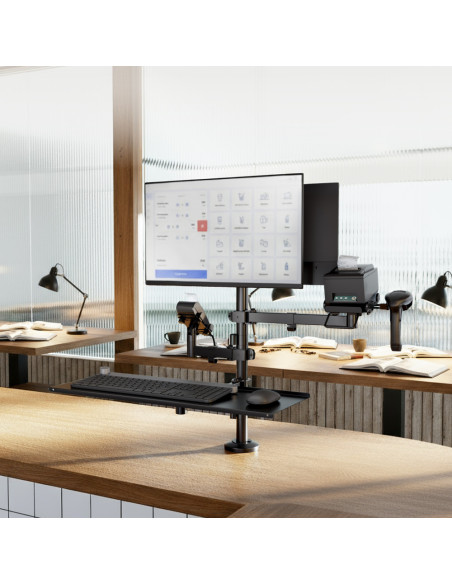 TooQ Soporte de Mesa para TPV/Impresora/Pantallas 17”-32”/Terminal/Lector/Teclado