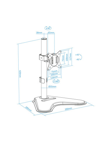TooQ DB1701TN-B soporte para monitor 81,3 cm (32") Escritorio Negro