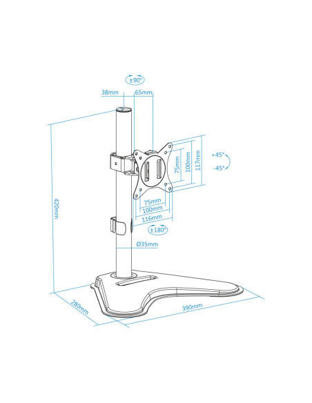 TooQ DB1701TN-B soporte para monitor 81,3 cm (32") Escritorio Negro