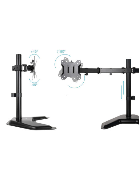 TooQ Soporte de Mesa, Giratorio e Inclinable, para 2 Pantallas de 17”-32”