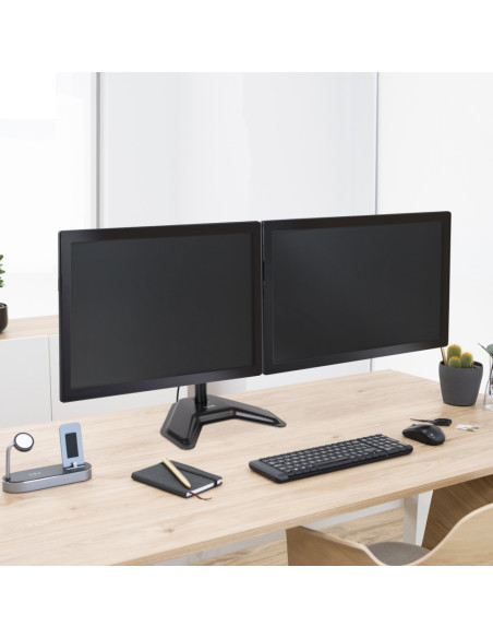 TooQ Soporte de Mesa, Giratorio e Inclinable, para 2 Pantallas de 17”-32”