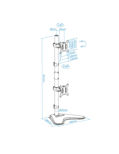 TooQ DB1703TNV-B soporte para monitor 81,3 cm (32") Escritorio Negro