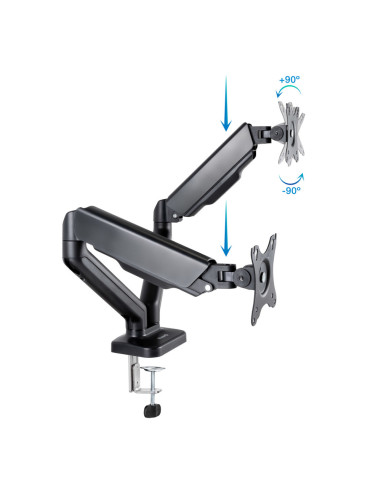 TooQ Soporte de Mesa para 2 Pantallas 17"-32", Negro