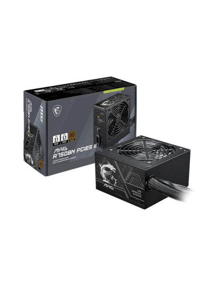 MSI MAG A750BN PCIE5 II unidad de fuente de alimentación 750 W 24-pin ATX ATX Negro